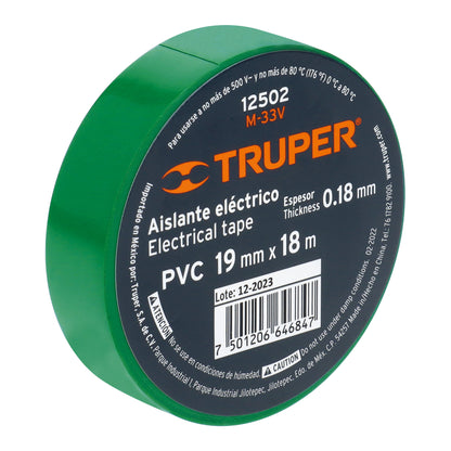 Cinta de Aislar de 18 M X 19 Mm, Verde, Truper