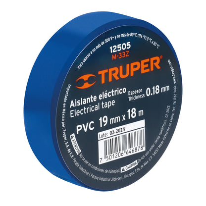 Cinta de Aislar de 18 M X 19 Mm, Azul, Truper