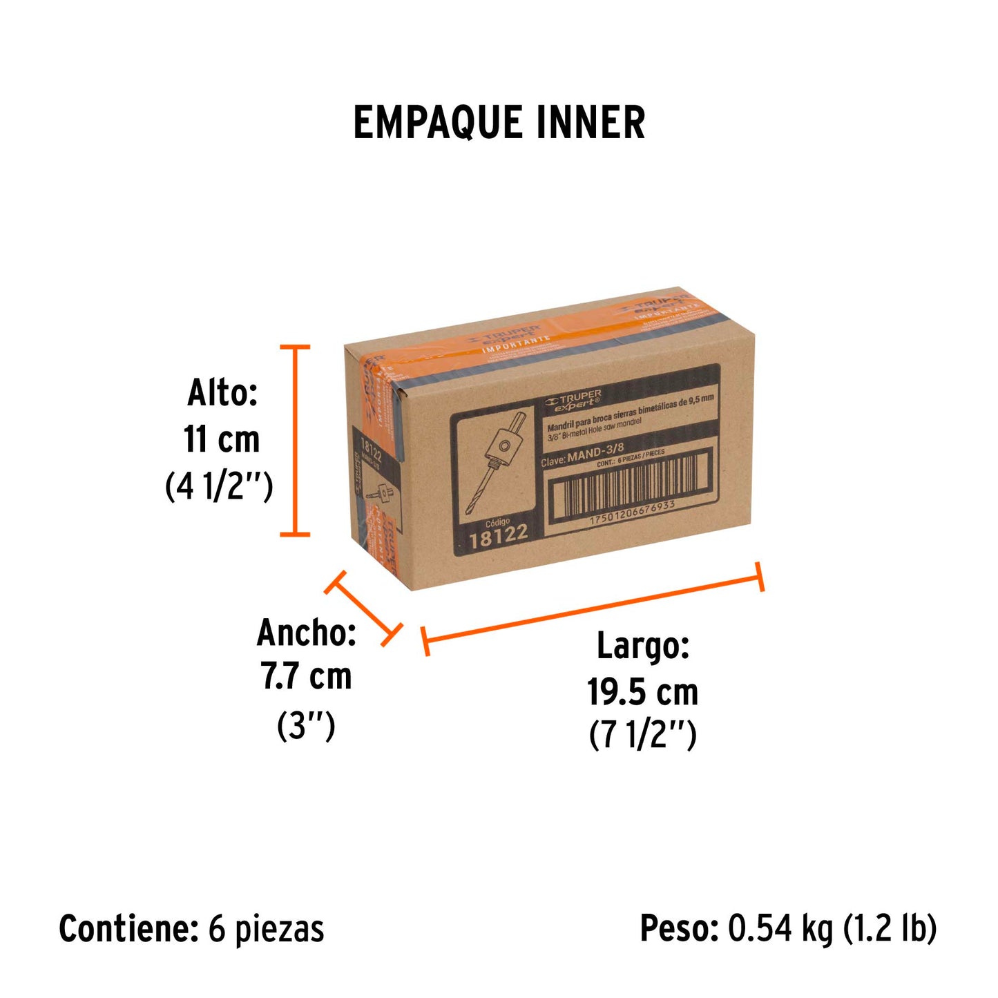Mandril Zanco 3/8" para Brocasierras Bimetálicas, Expert