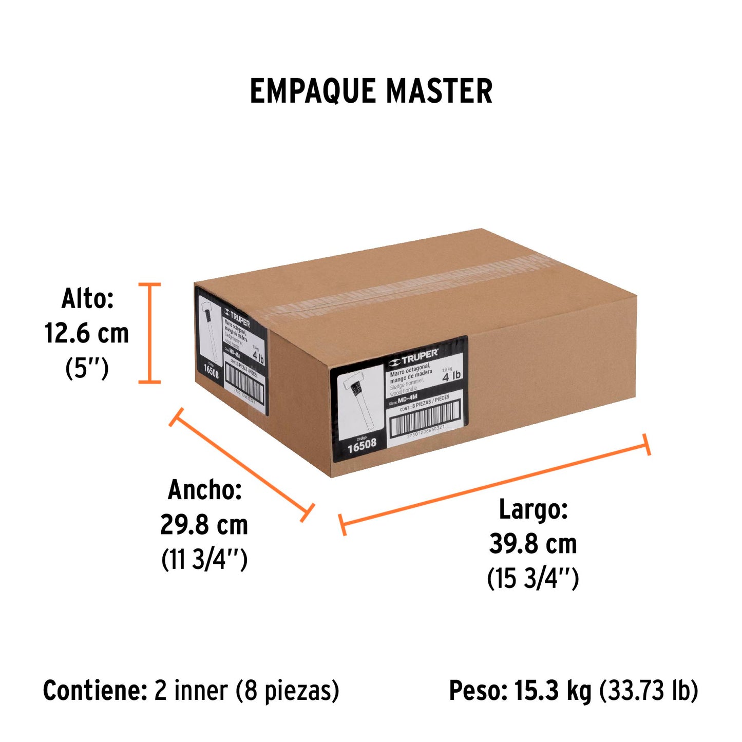 Marro Octagonal 4 Lb, Mango de Madera 12", Truper