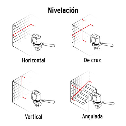 Nivel Láser Rojo, Alcance 10 M, de Pilas, Truper