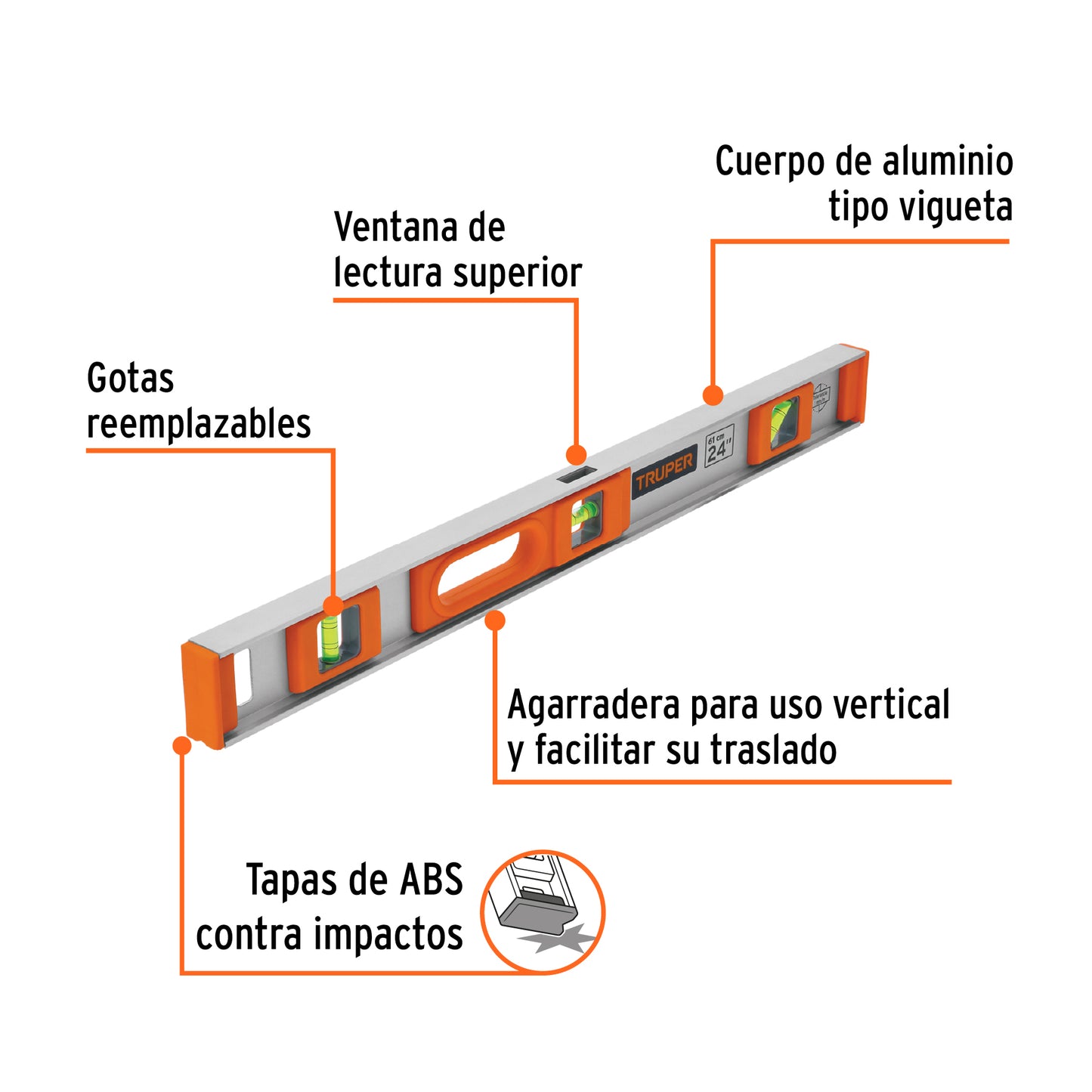 Nivel Profesional de 24" con Protección de Abs, Truper