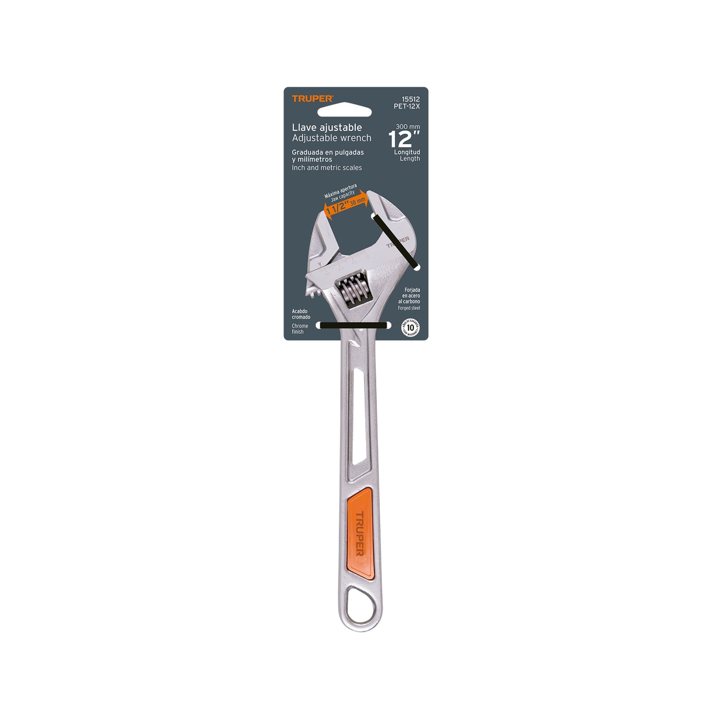 Llave Ajustable (perico) 12" Cromada, Truper