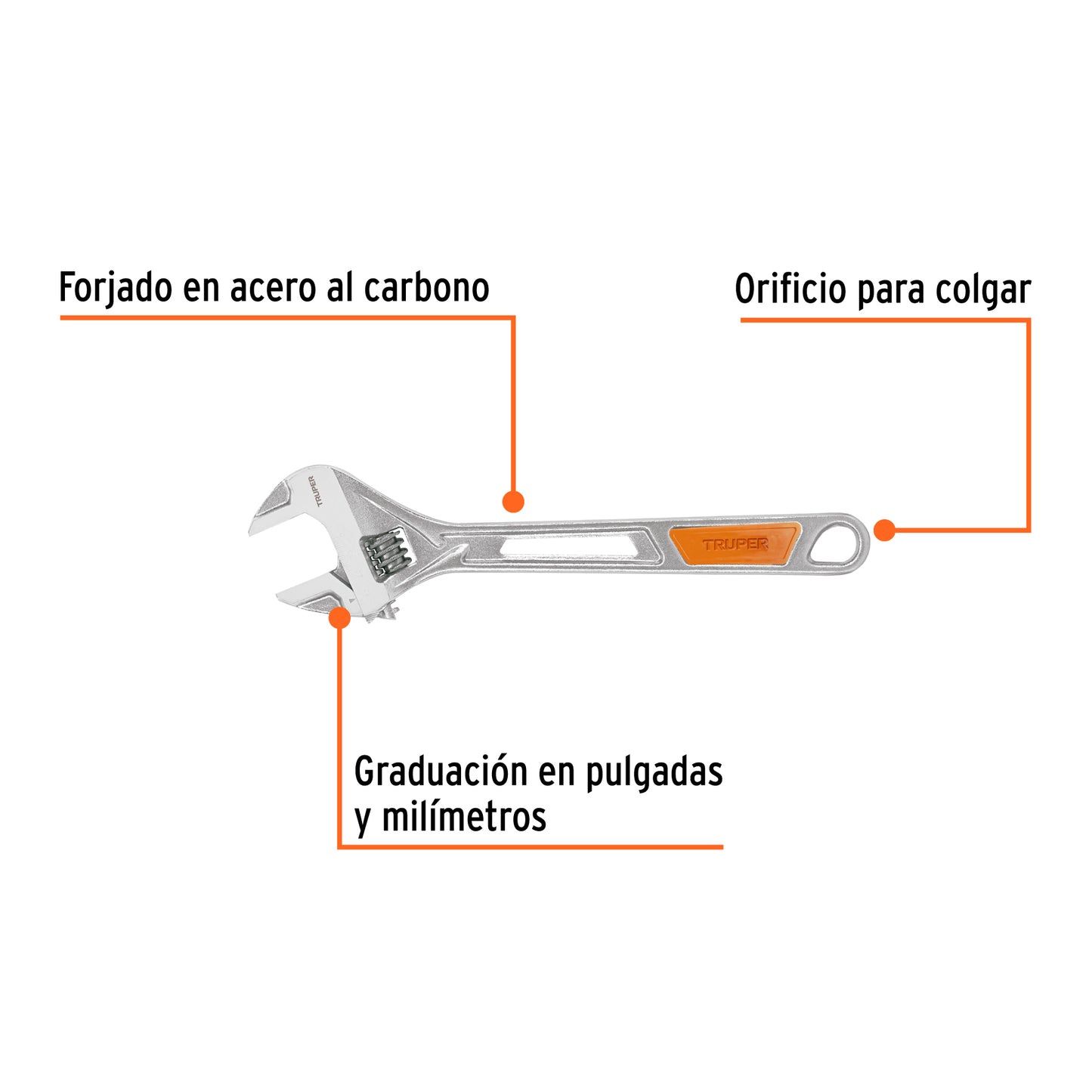 Llave Ajustable (perico) 12" Cromada, Truper