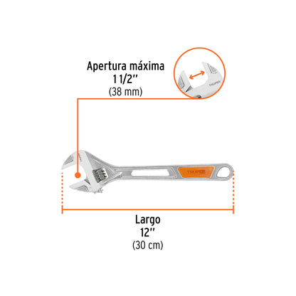 Llave Ajustable (perico) 12" Cromada, Truper