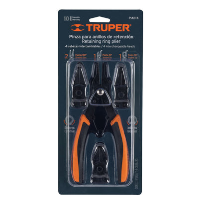 Pinza para Anillos de Retención 6" 4 Cabezas Intercambiables