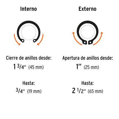 Pinza para Anillos de Retención 6" 4 Cabezas Intercambiables