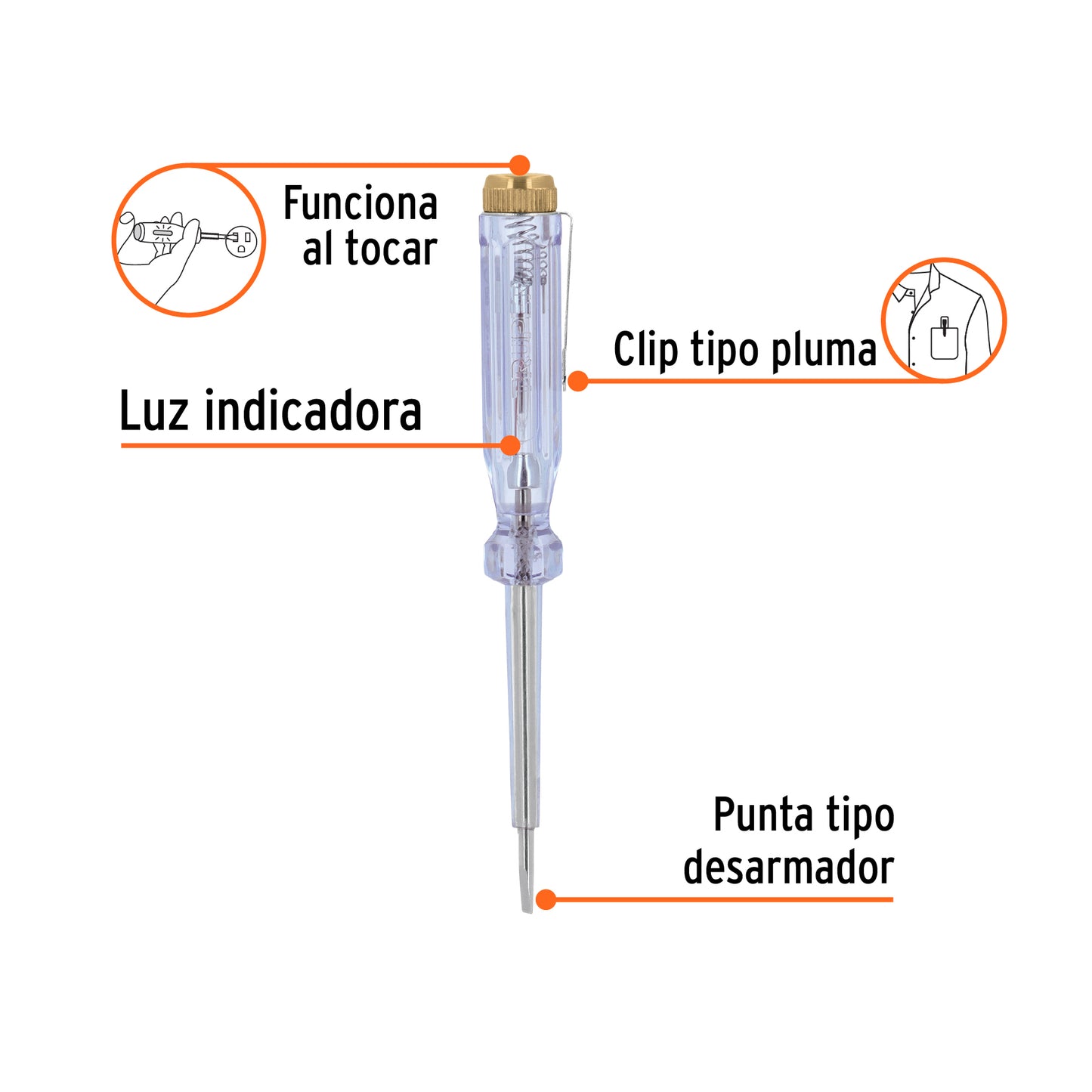 Probador de Circuitos de Corriente Alterna 14 Cm, Truper