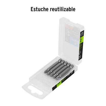 Estuche con 5 Puntas de Cruz Ph2 Largo 2", Truper Expert