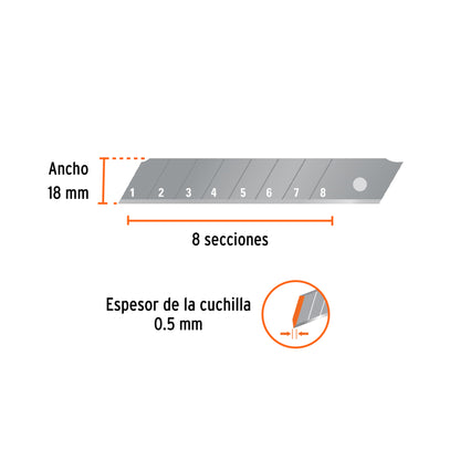 Estuche con 10 Cuchillas Sk4 de 18 Mm para Cutter, Truper