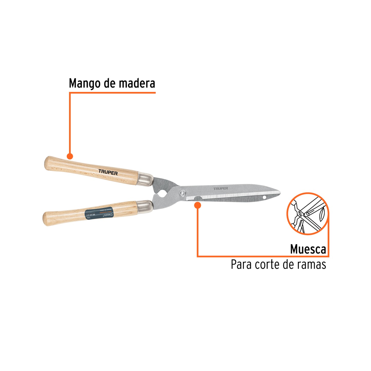 Tijera para Poda 55 Cm, Classic, Mangos de Madera, Truper