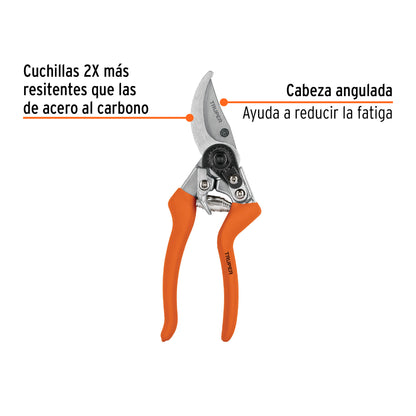Tijera para Poda 8" de Aluminio Cuchilla de Paso, Truper