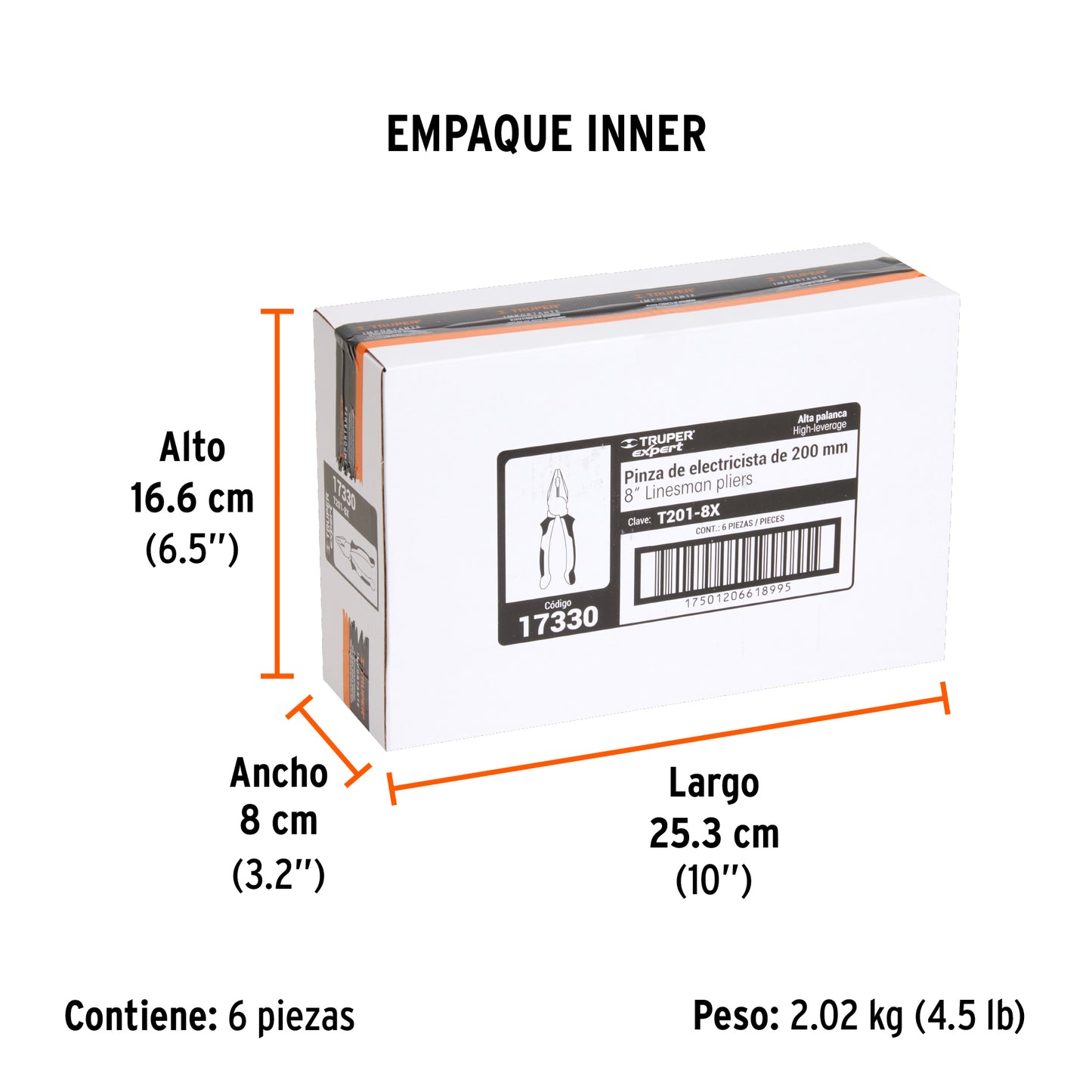 Pinza para Electricista 8" Alta Palanca,comfort Grip,expert
