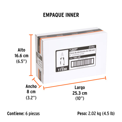 Pinza para Electricista 8" Alta Palanca,comfort Grip,expert