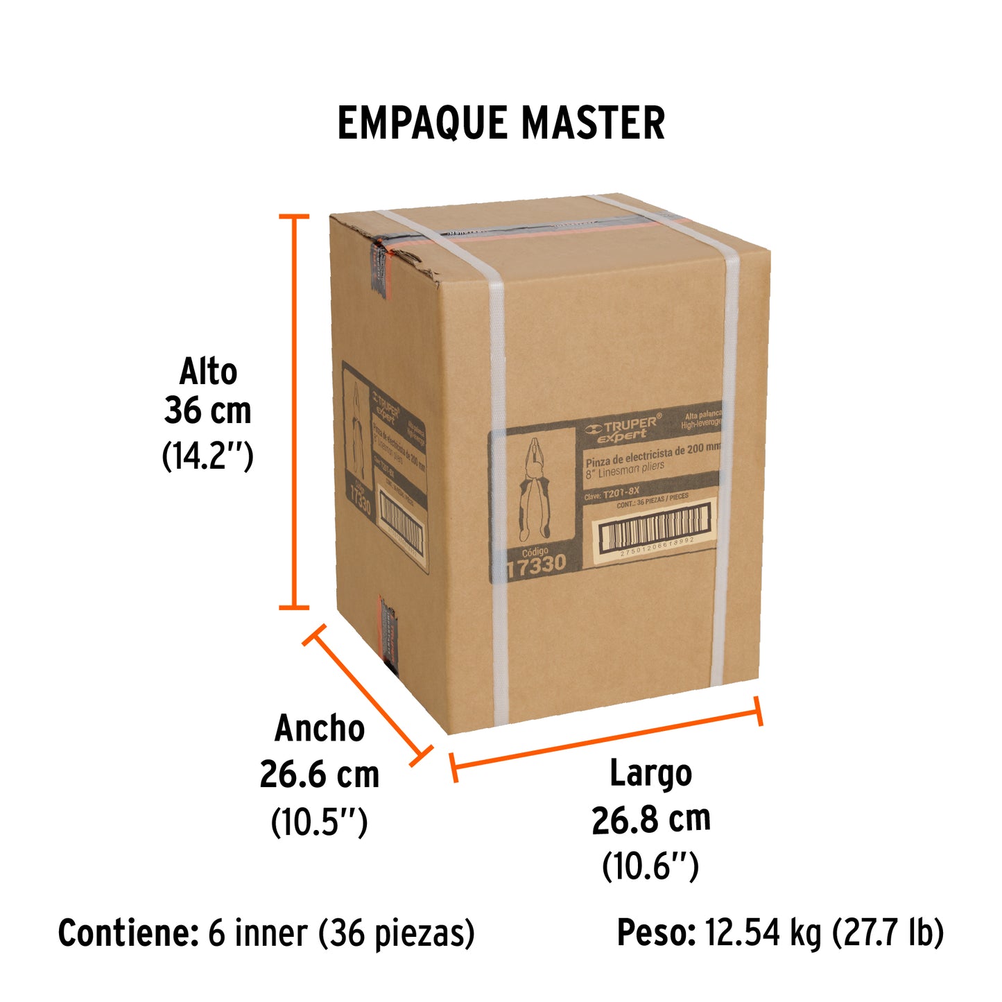 Pinza para Electricista 8" Alta Palanca,comfort Grip,expert