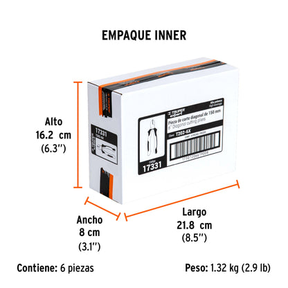Pinza Corte Diagonal 6" Alta Palanca, Comfort Grip, Expert