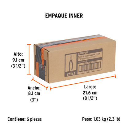 Pinza de Corte Diagonal 6" Mango de Pvc, Truper