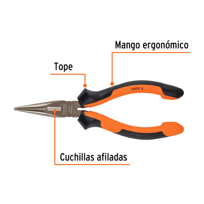Pinza Punta y Corte 6" Mango Comfort Grip, Truper Expert