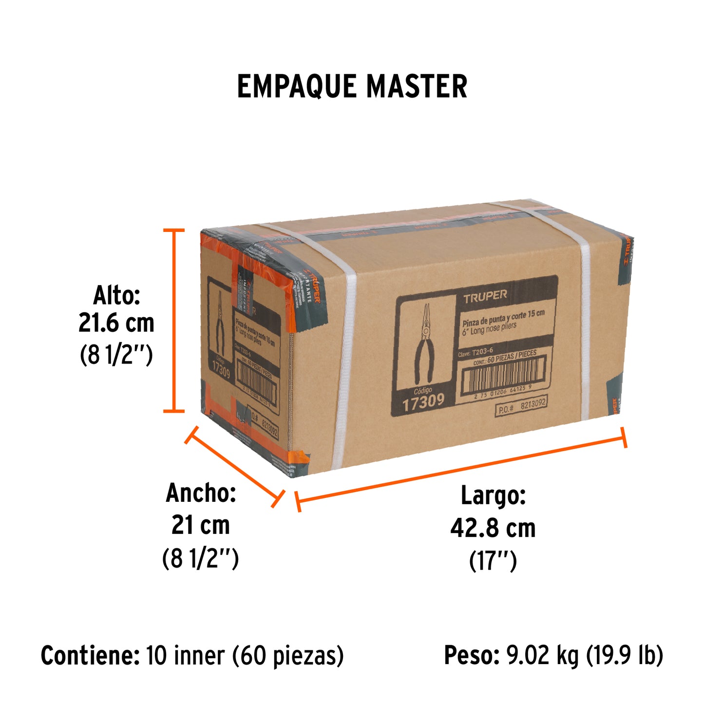 Pinza de Punta y Corte 6" Mango de Pvc, Truper