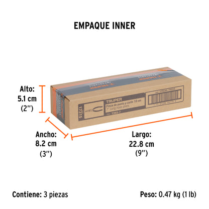 Pinza de Punta y Corte 7" Mango de Pvc, Truper