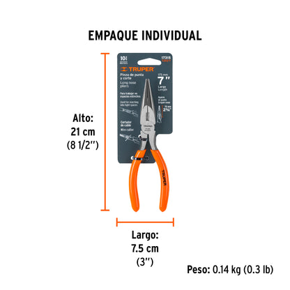 Pinza de Punta y Corte 7" Mango de Pvc, Truper