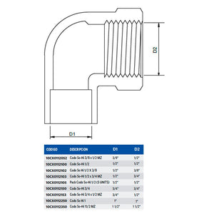 CODO HI SO 3/4 x 1/2