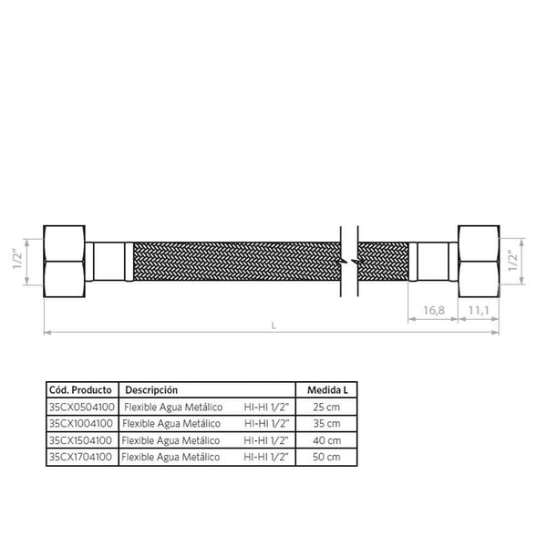 FLEXIBLE AGUA  HI-HI 1/2 40CM